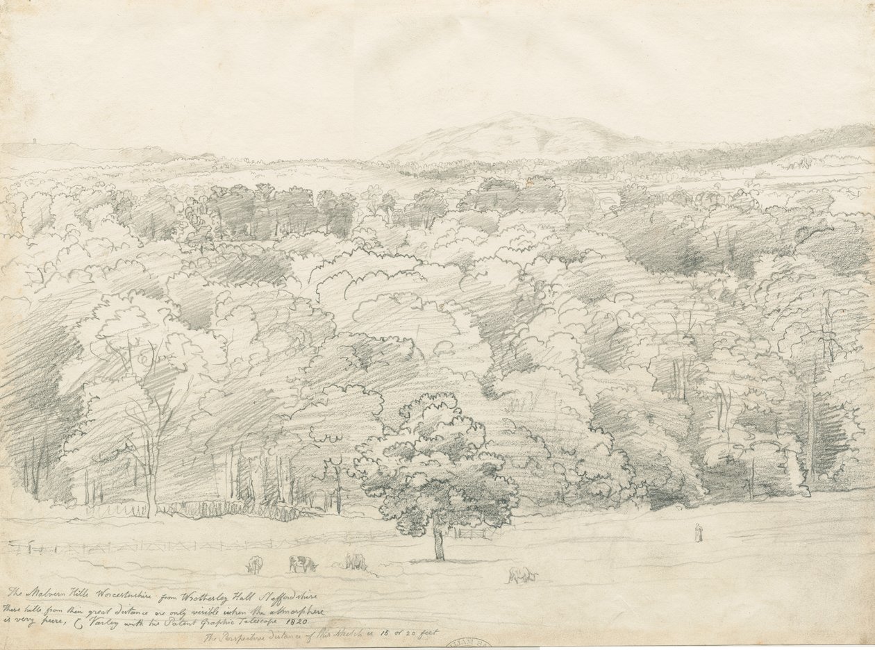 Wrottesley Hall - Blick auf die Malvern Hills von Cornelius Varley