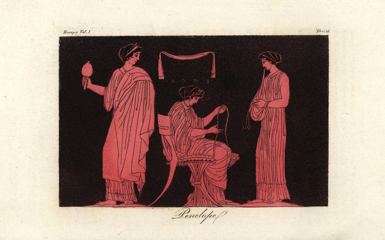 Darstellung von Penelope, der Frau des Odysseus, mit ihren Dienerinnen von Corsi Corsi