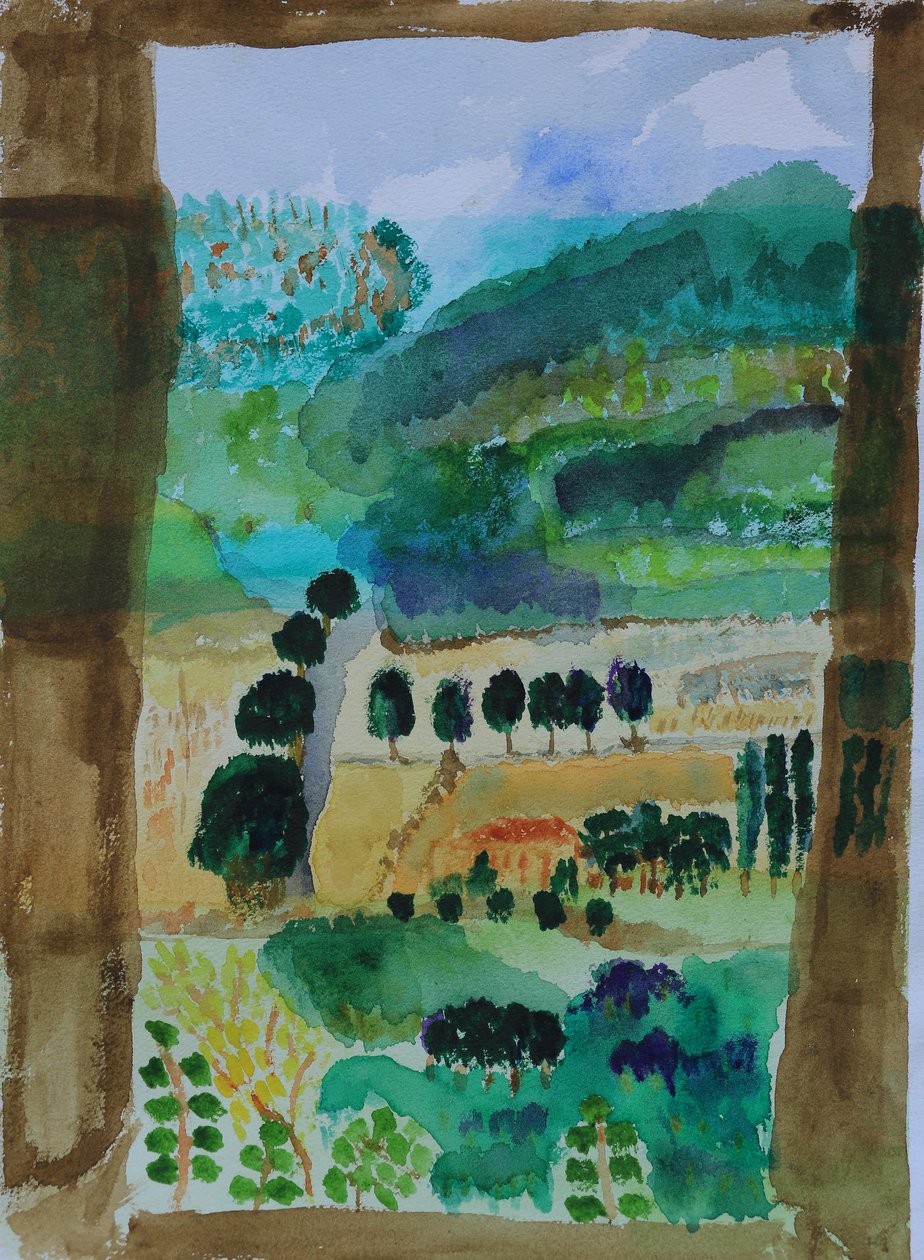 Blick auf Felder aus dem Fenster von Cosima Duggal