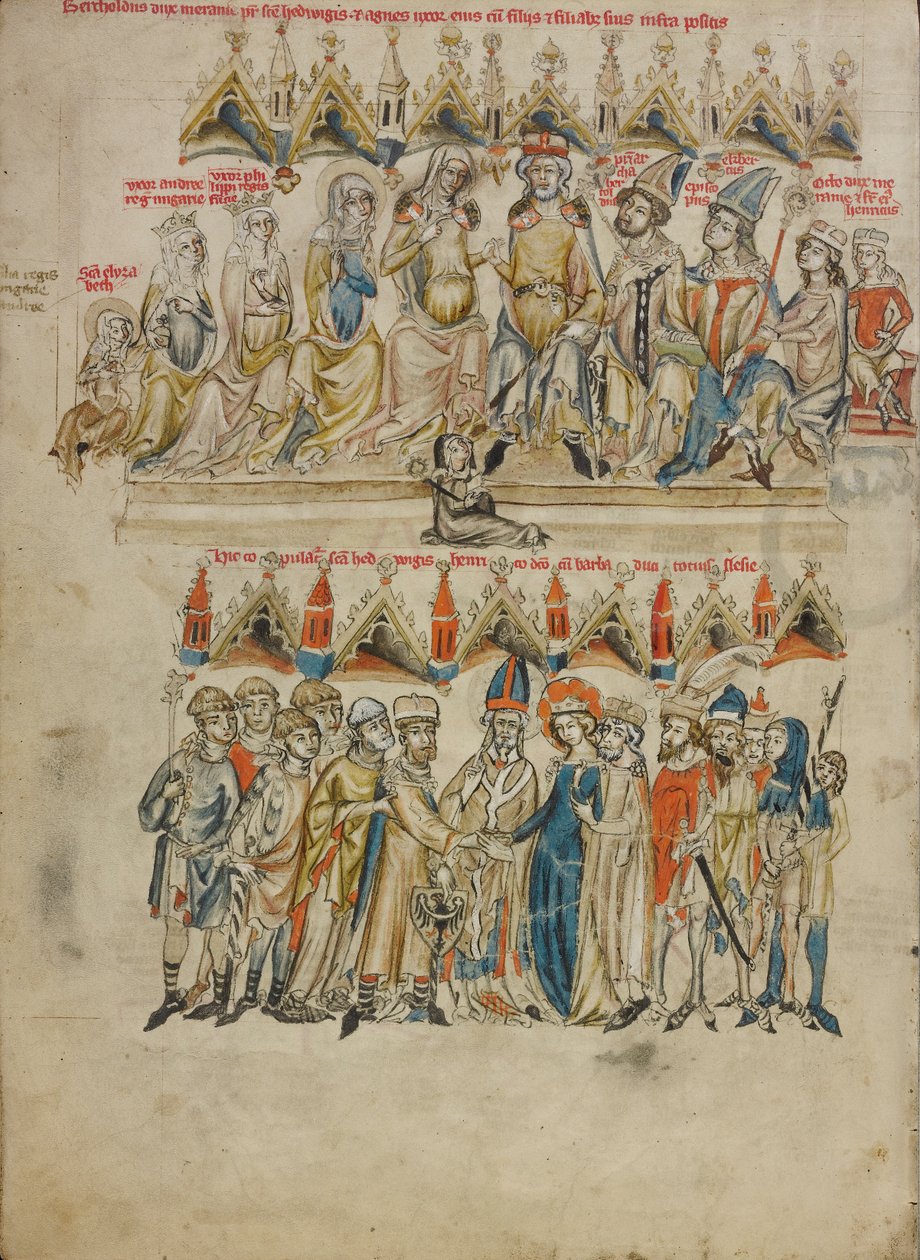 Die Familie von Berthold VI; Die Hochzeit von Heilige Hedwig und Heinrich von Court workshop of Duke Ludwig I of Liegnitz and Brieg