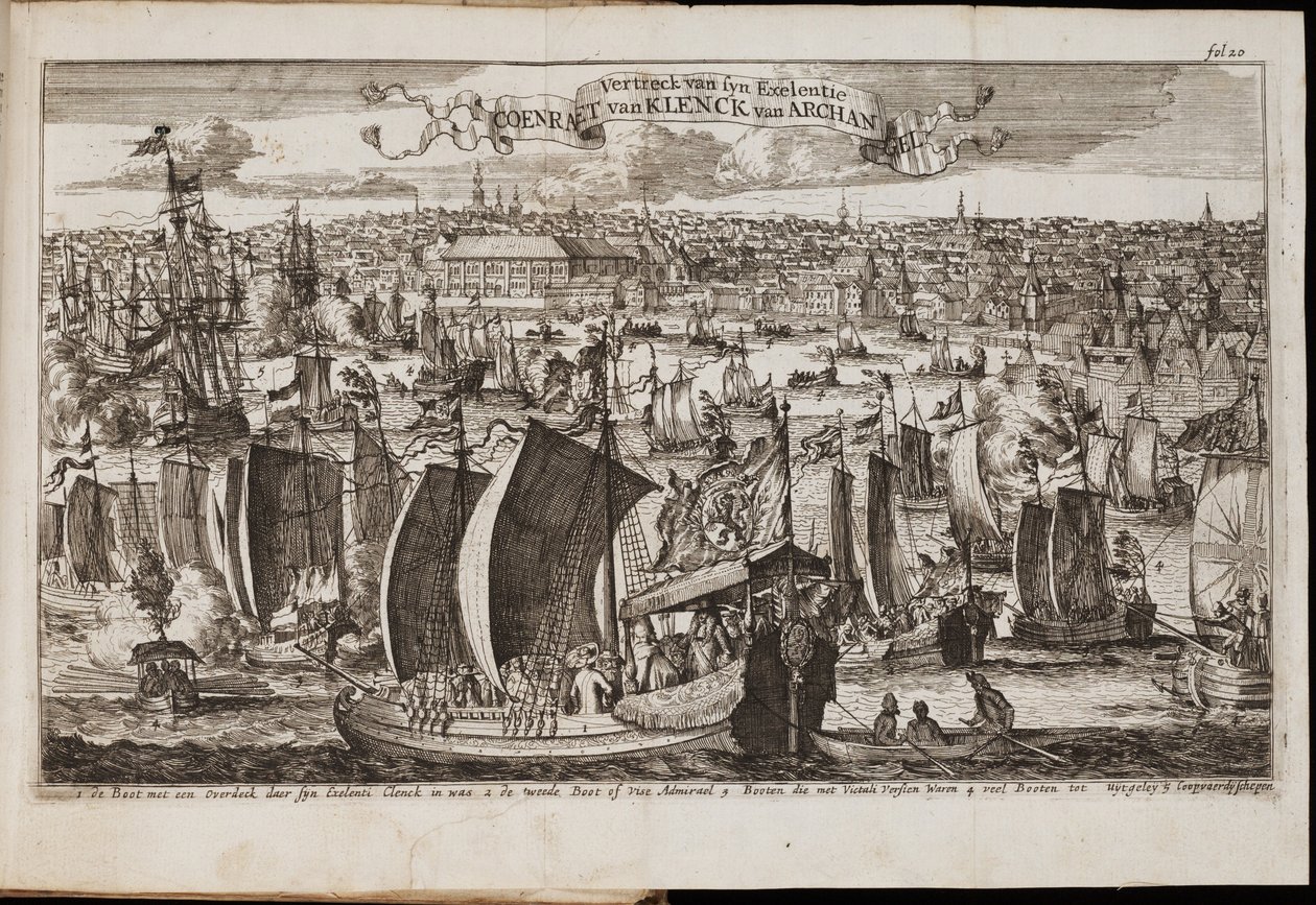 Arkhangelsk aus: Historisch Verhael, of Beschryving van de Voyagie, 1677 von Coyet