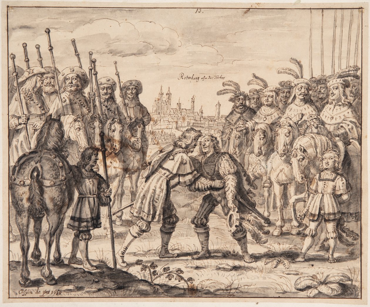Christian I. trifft Prinz Maximilian in Rothenburg ob der Tauber im Jahr 1474 von Crispijn de Passe
