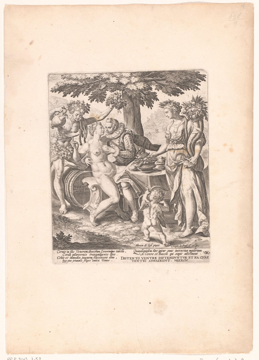 Mann in Gesellschaft von Venus, Ceres und Bacchus von Crispijn van de Passe (I)