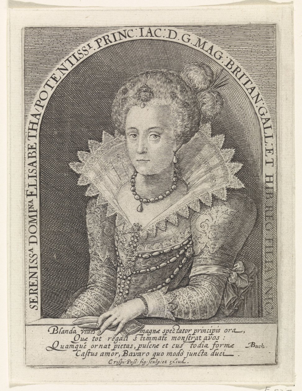 Porträt von Elisabeth Stuart, Königin von Böhmen von Crispijn van de Passe (I)