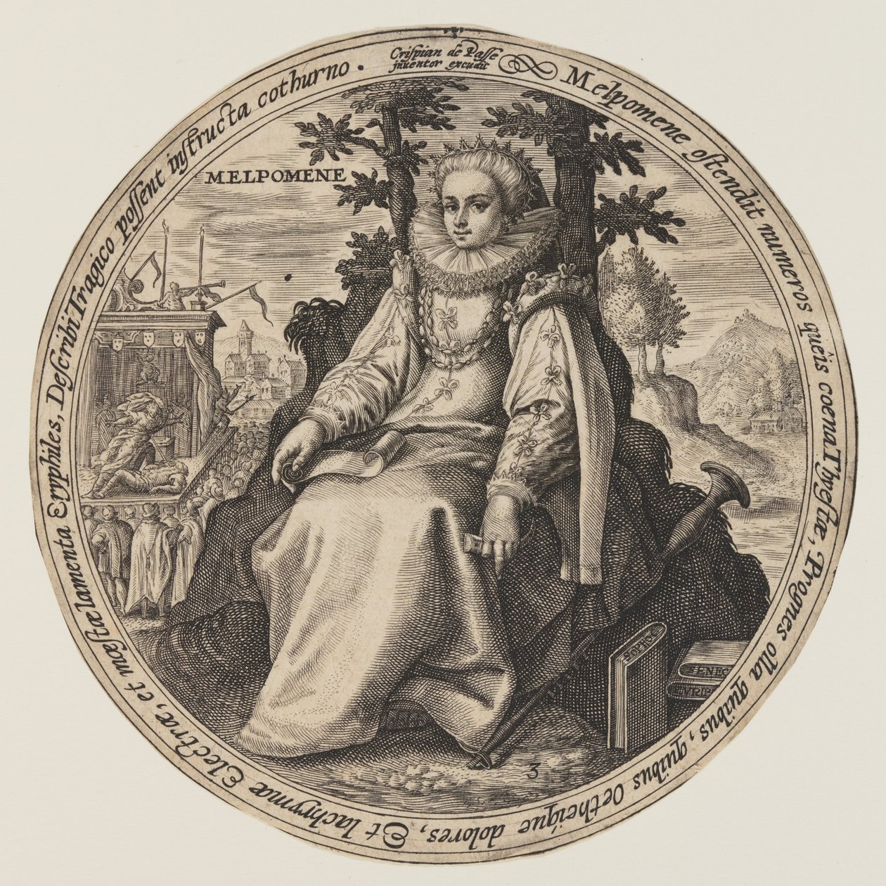 Melpomene, aus Die Musen von Crispijn van de Passe I