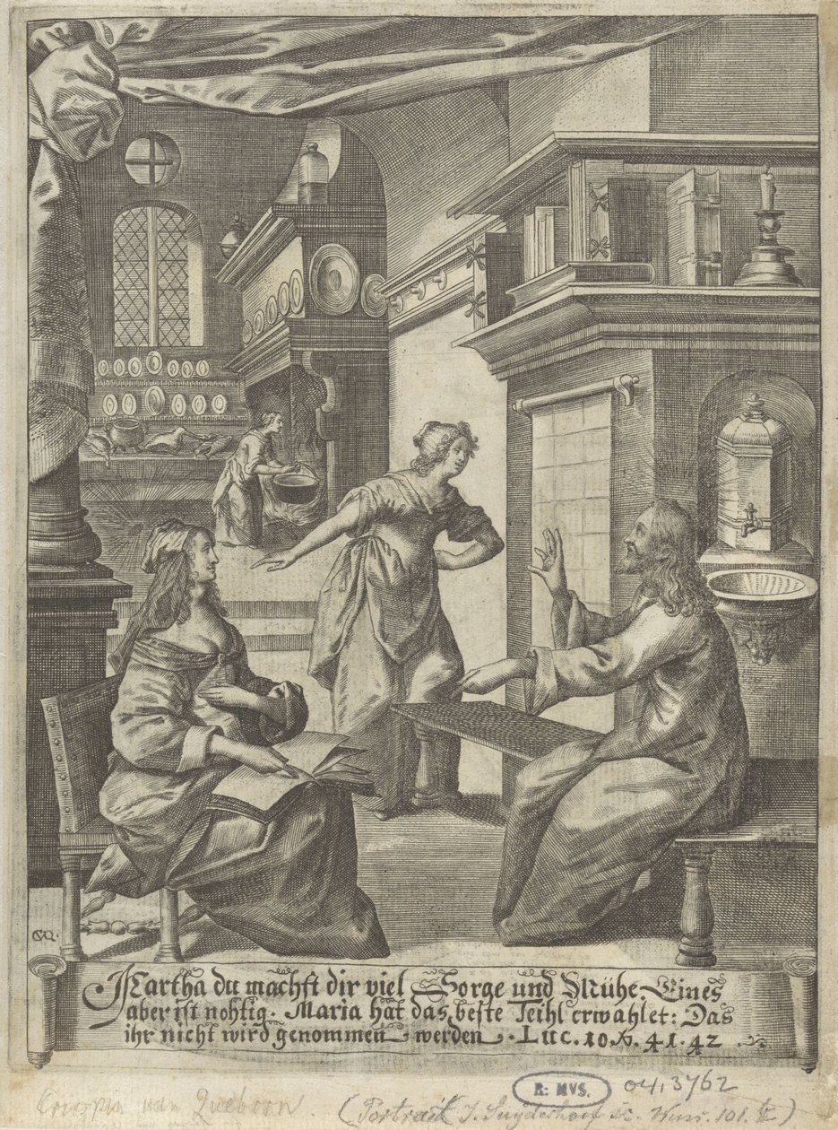 Christus im Haus von Marta und Maria von Crispijn van den Queborn