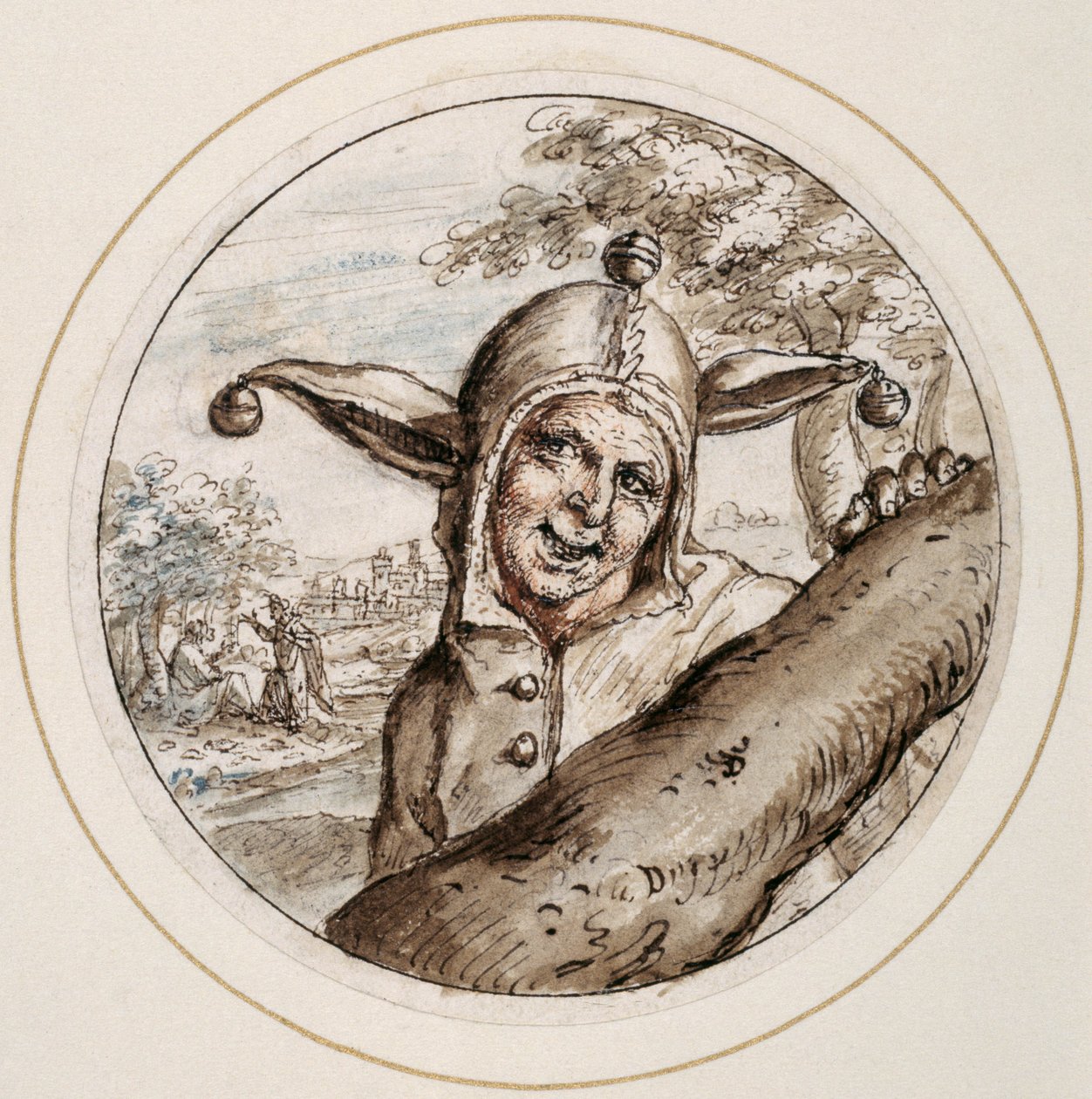 Narr mit Kappe und Glocken, frühes 17. Jahrhundert von Crispin I de Passe
