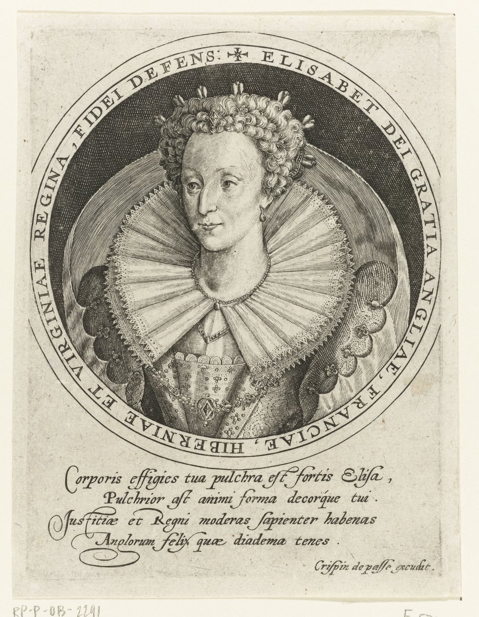 Porträt von Königin Elizabeth I. von England von Crispin I de Passe