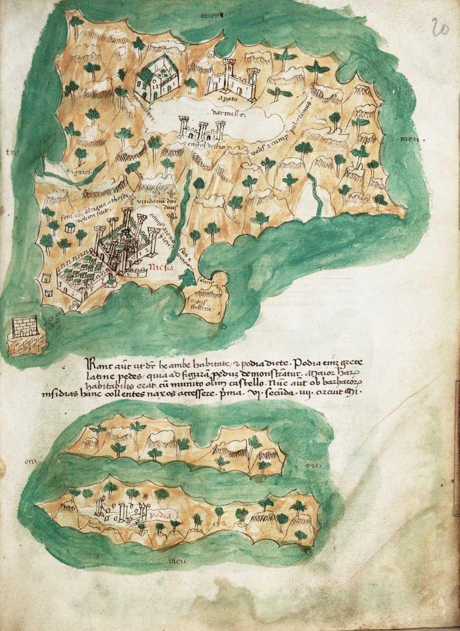 Naxos Pergamentkarte von Cristoforo Buondelmonti