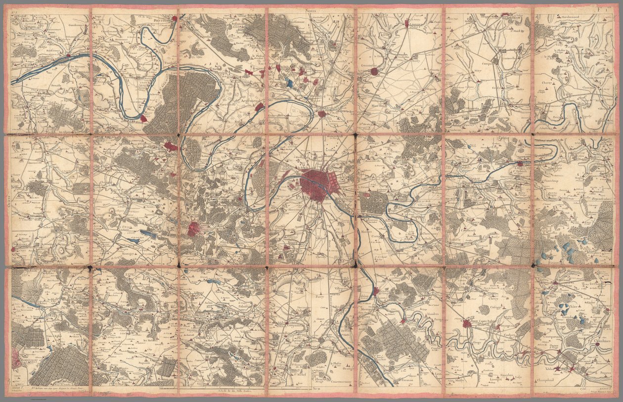 Geometrische Karte von Frankreich, von Cassini, Paris von Cesar Francois Cassini de Thury