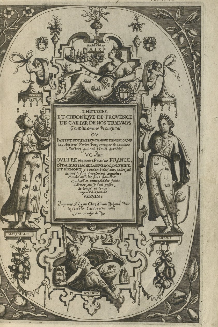 Titelseite der Histoire et Chronique de Provence, 1614 von César de Nostredame