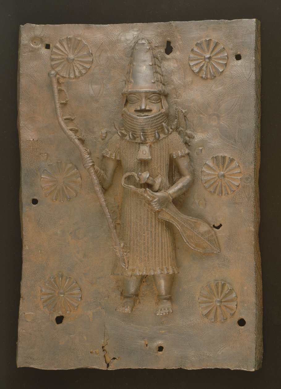 Gedenktafel mit Krieger, Benin, Nigeria von Culture Edo