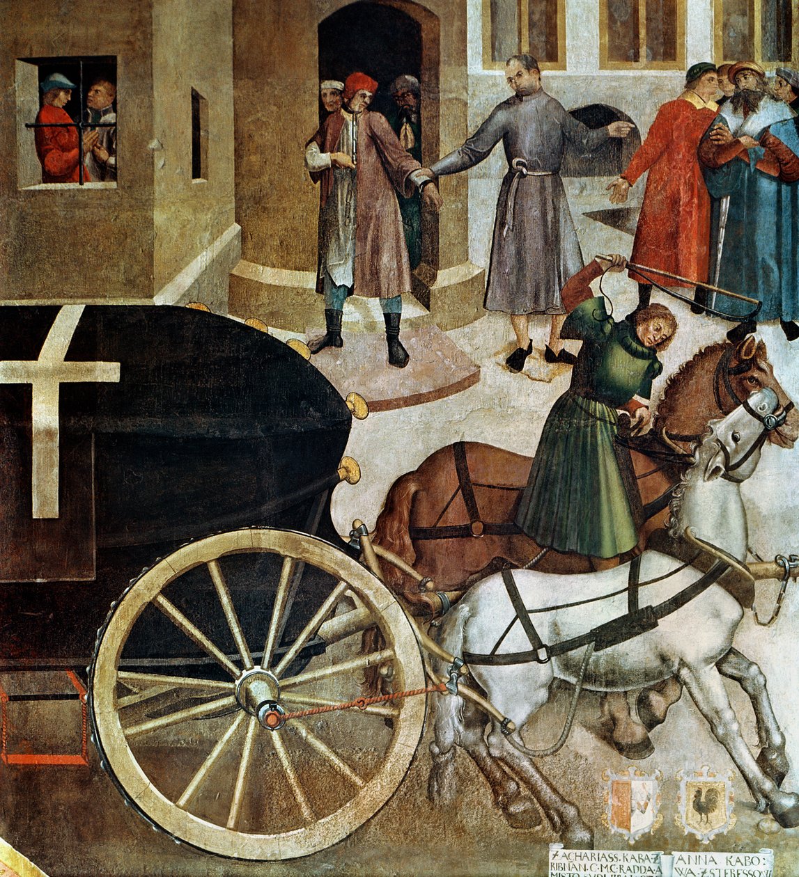 Der Leichenwagen (Detail aus dem Leben des hl. Wenzel in der Kapelle) von Czech School