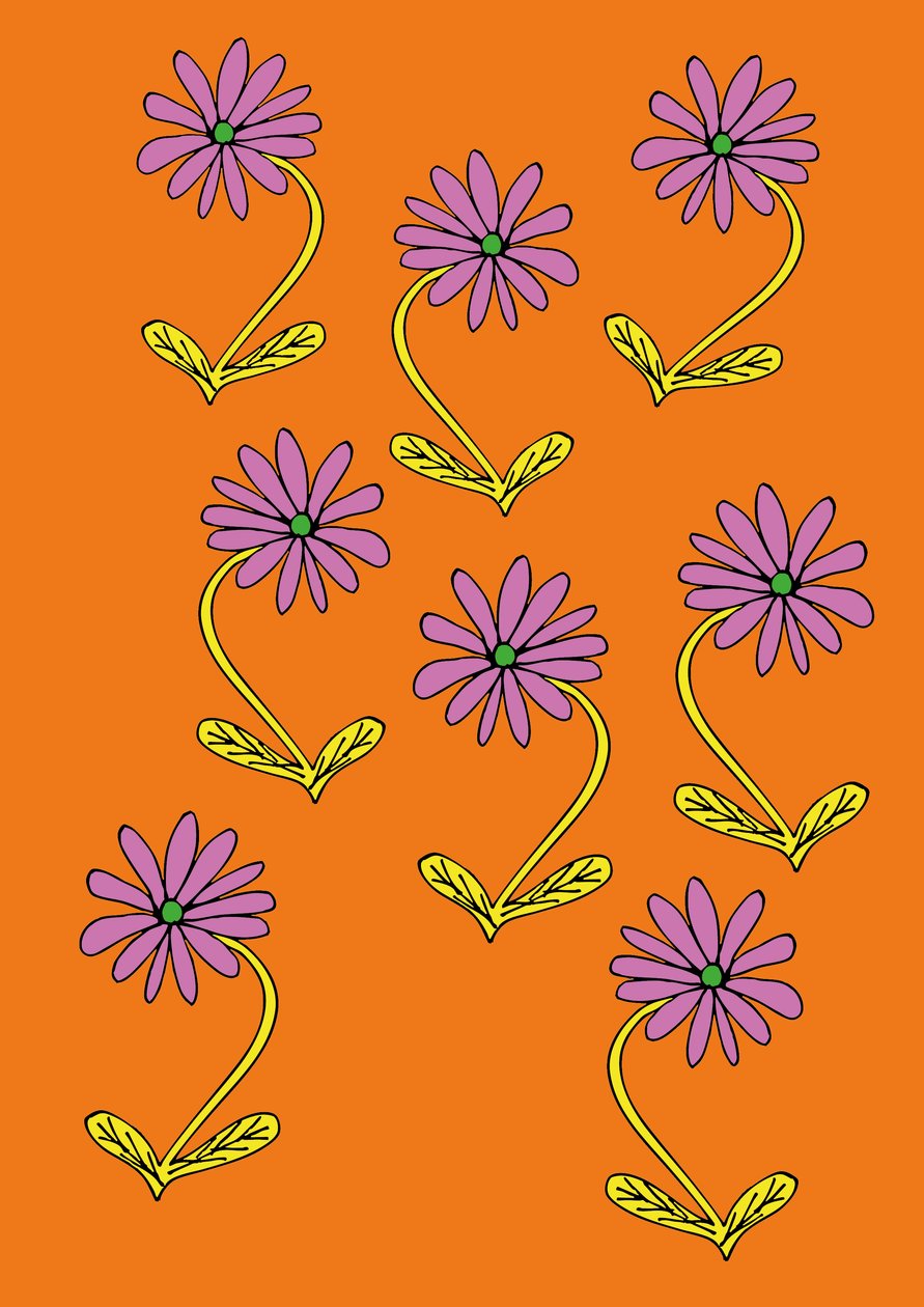 Gänseblümchen auf orangem Hintergrund von Daisy de Villeneuve