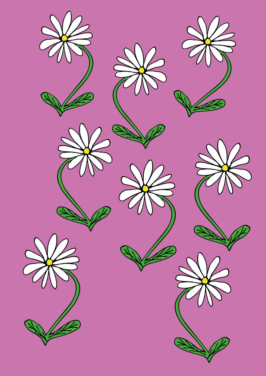 Gänseblümchen Wiederholung Rosa Hintergrund von Daisy de Villeneuve