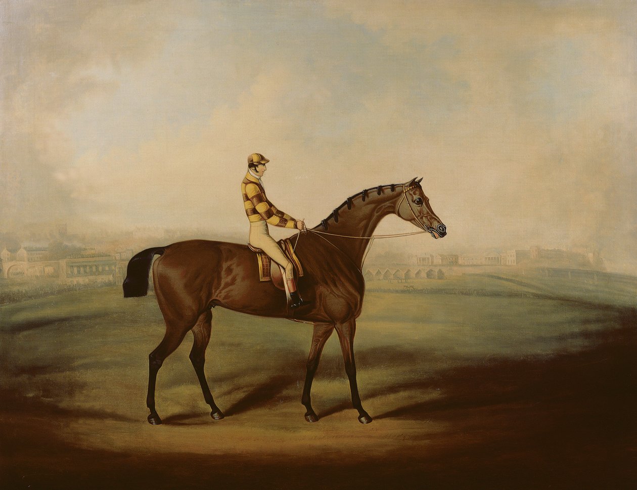 Porträt von Bruitandorf mit Jockey und Chester-Rennbahn im Hintergrund von Daniel Clowes