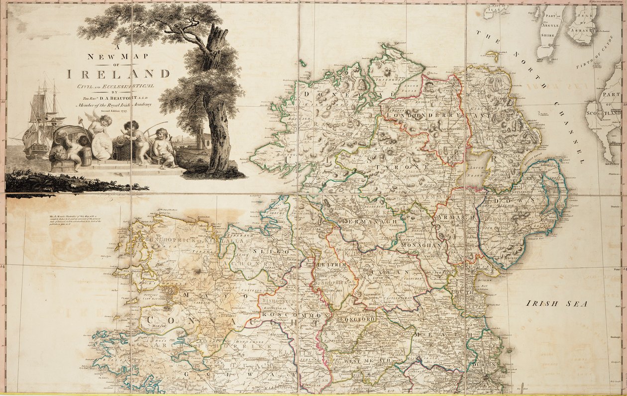 Eine neue Karte von Irland zivil und kirchlich von Daniel Augustus Beaufort