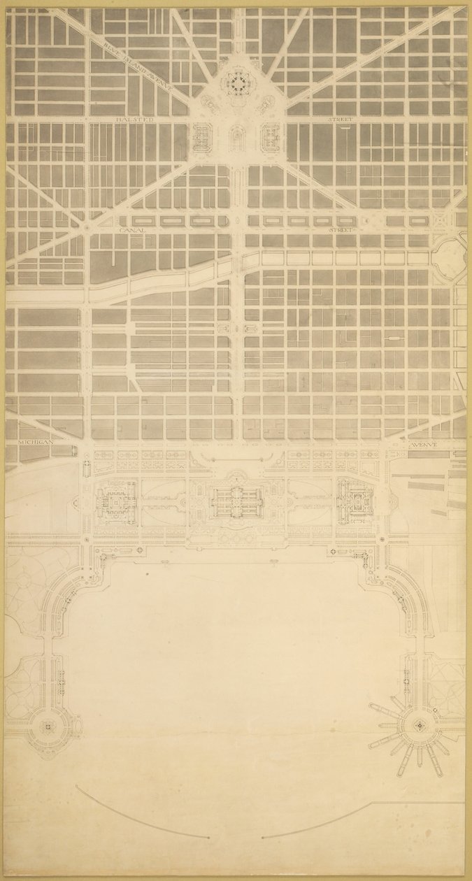 Tafel 129 aus dem Plan von Chicago: Chicago. Das Geschäftszentrum der Stadt von Daniel Burnham