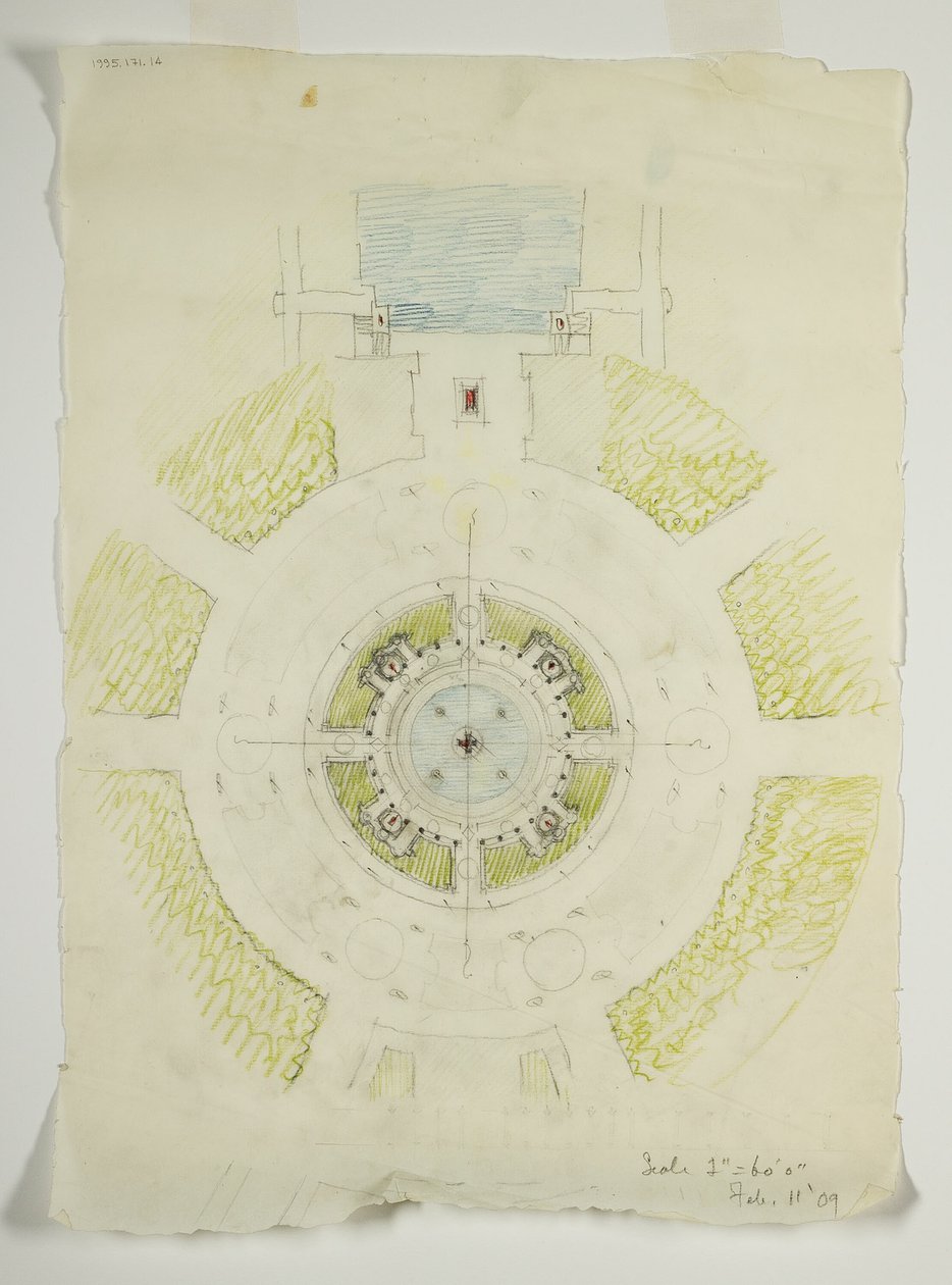 Potomac Round Point, Washington D.C., Skizze des runden Pools, 1909 von Daniel Burnham