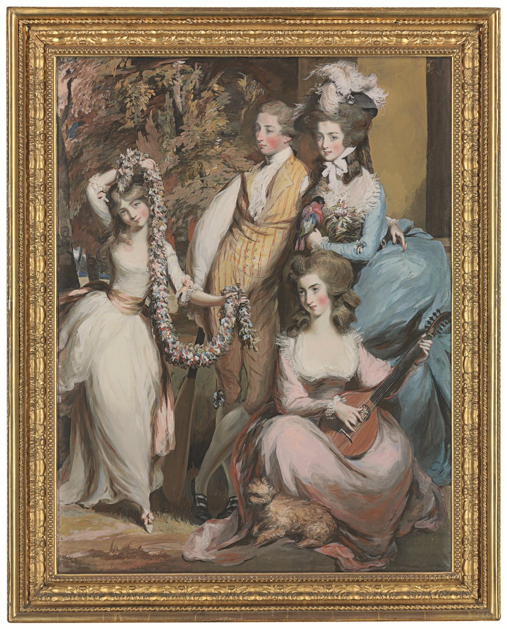 Ganzkörperporträt von Mary Sturt von Crichel (1740-1807) mit ihren drei ältesten Kindern, Diana, Mary und Humphry (Bleistift, Pastell und Körperfarbe) von Daniel Gardner