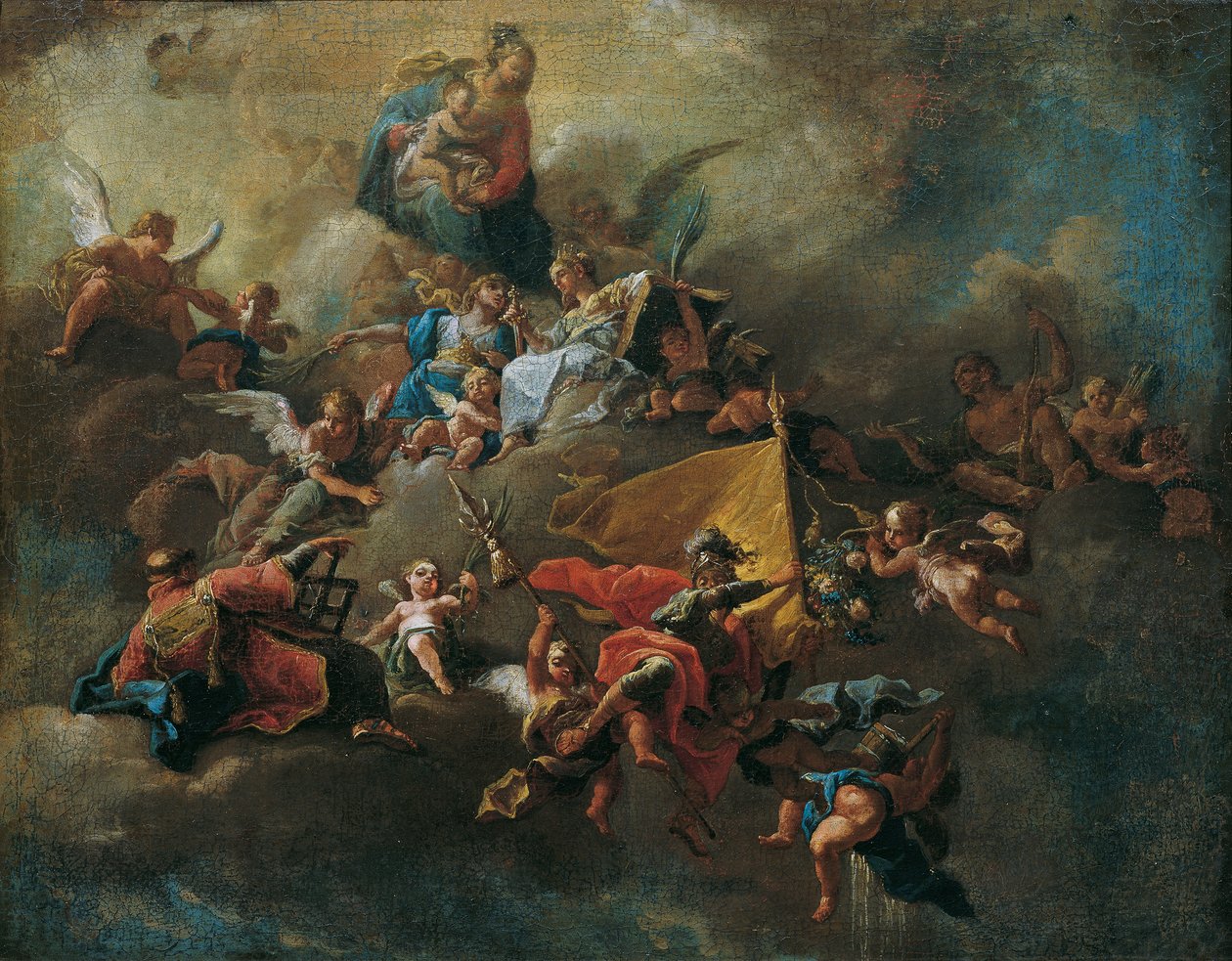 Maria mit dem Kind und Heiligen, auf Wolken thronend von Daniel Gran