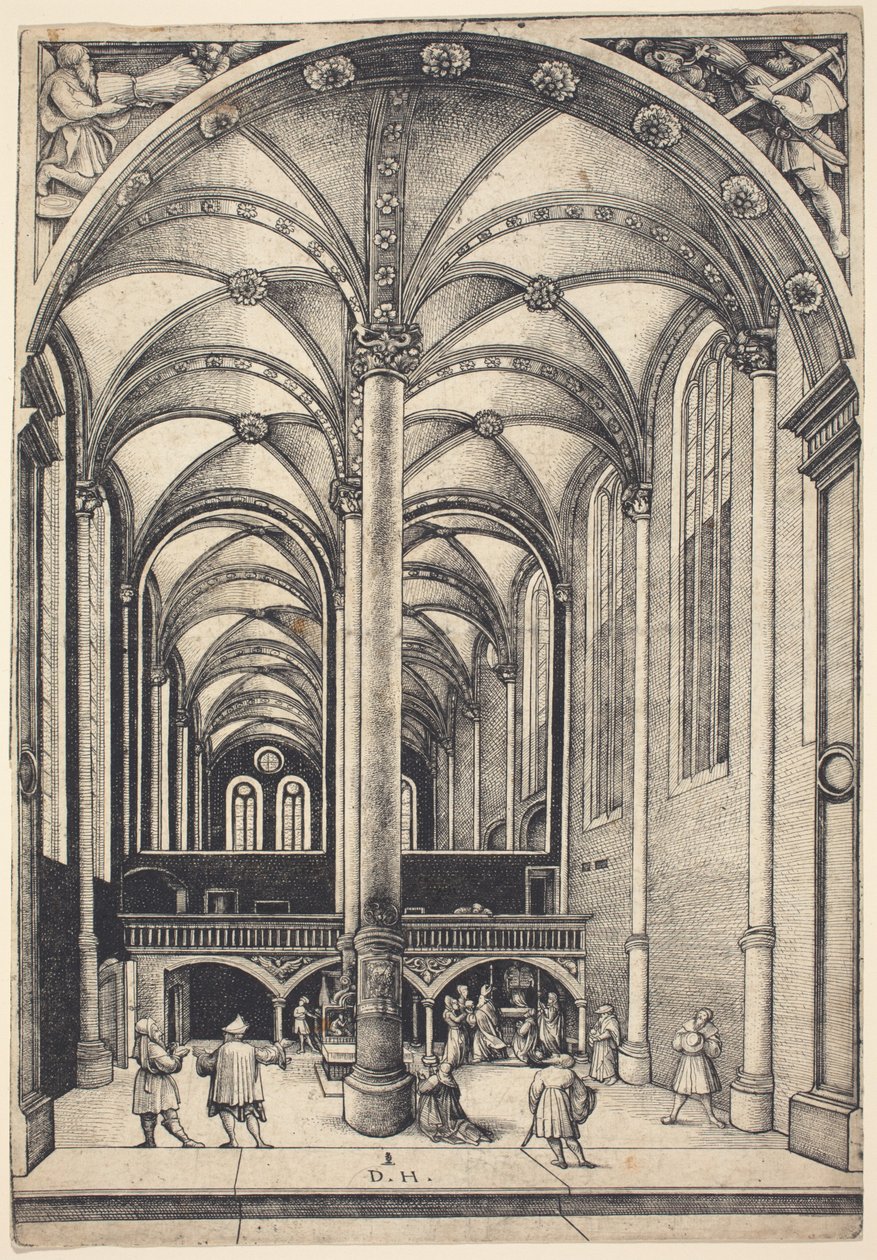 Innenraum der Kirche Santa Maria Magdalena mit dem Gleichnis vom Opfer der Witwe von Daniel Hopfer