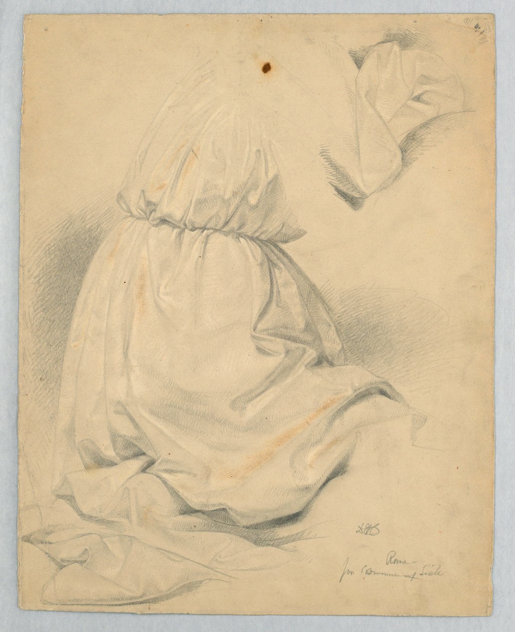 Draperiestudie für kniende Figur in "Kommunion der Kranken" von Daniel Huntington