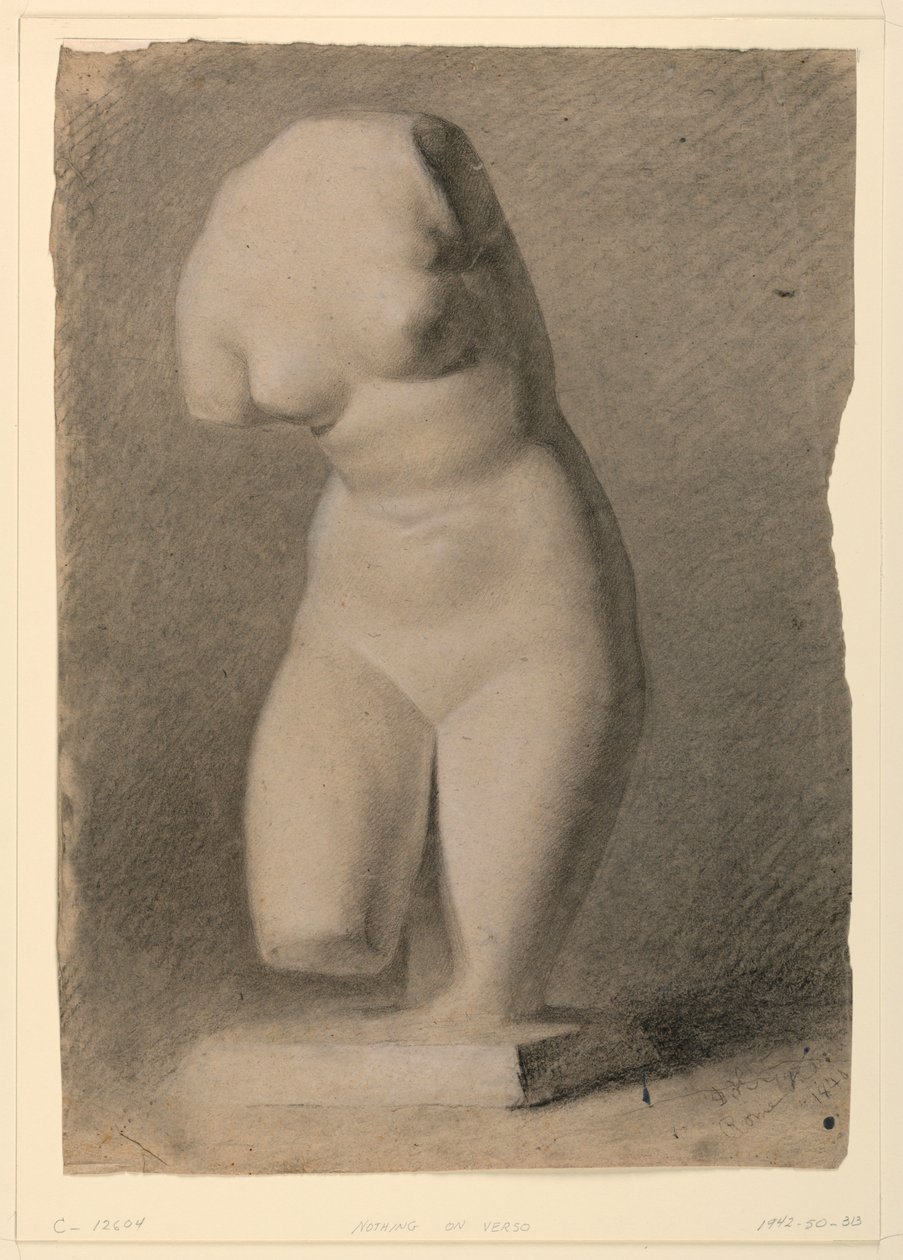 Zeichnung, Weiblicher Torso aus einem Gips, 1840 von Daniel Huntington