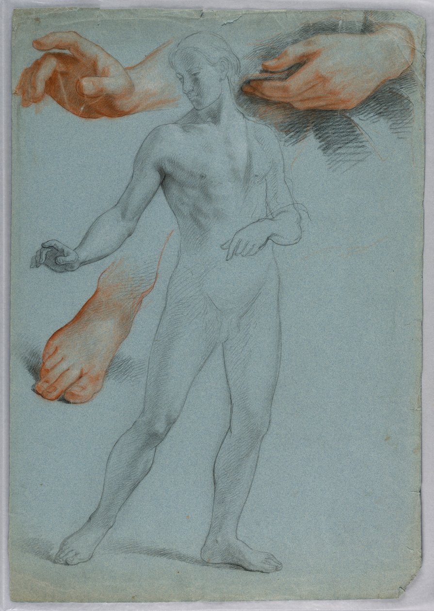 Zeichnung, Männlicher Akt stehend, September 1858 von Daniel Huntington