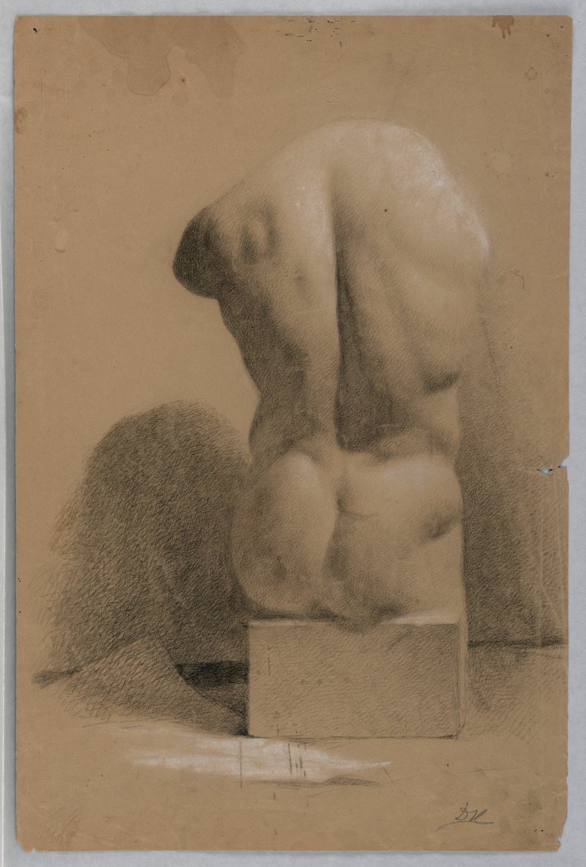 Zeichnung, Männlicher Torso von einem Gipsabdruck, 1840 von Daniel Huntington