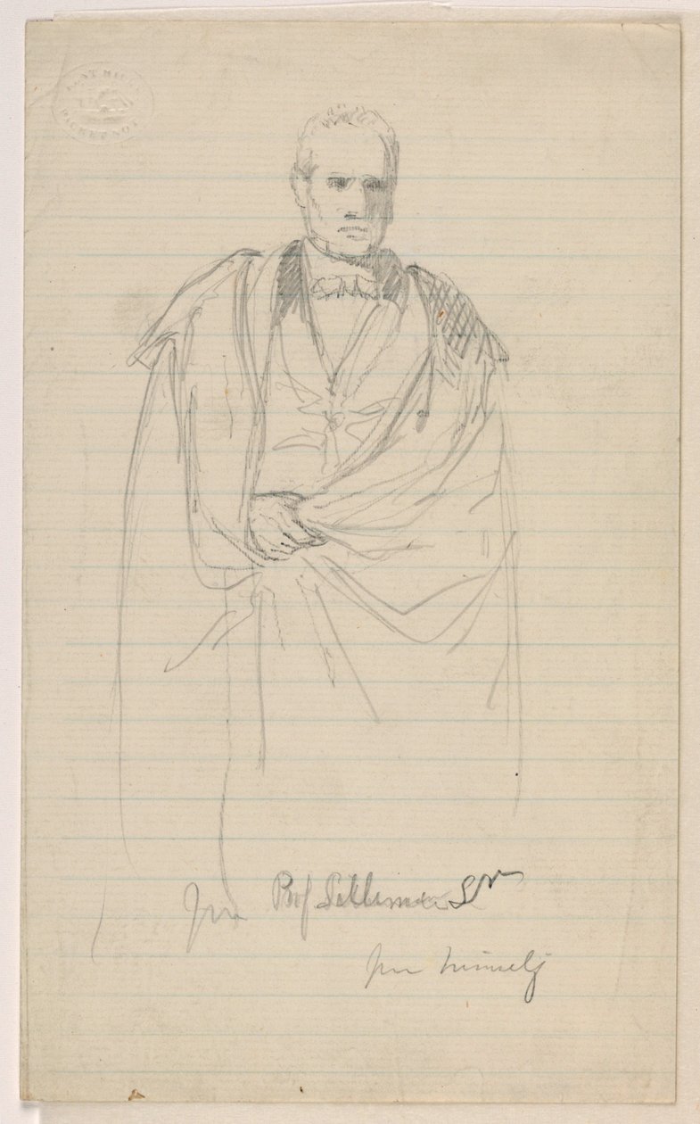 Zeichnung, Prof. Benjamin Silliman, Sr. stehend; Links: Prof. Benjamin Silliman, Sr. sitzend, 1858 von Daniel Huntington