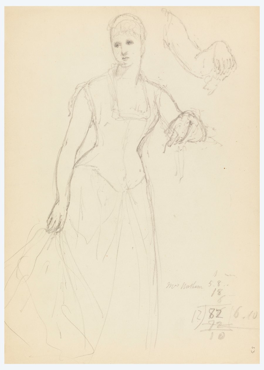 Zeichnung, Skizze für ein Porträt von Bella Worsham, 1878 von Daniel Huntington