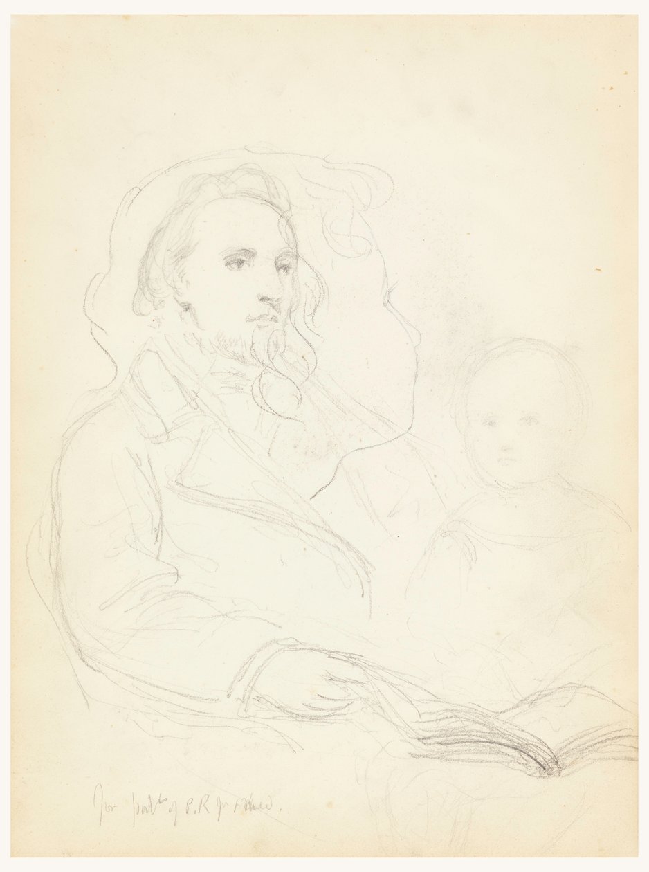 Zeichnung, Skizzen für "Lektion der Nächstenliebe" und Porträt von Peter Richards, Jr., 1849 von Daniel Huntington