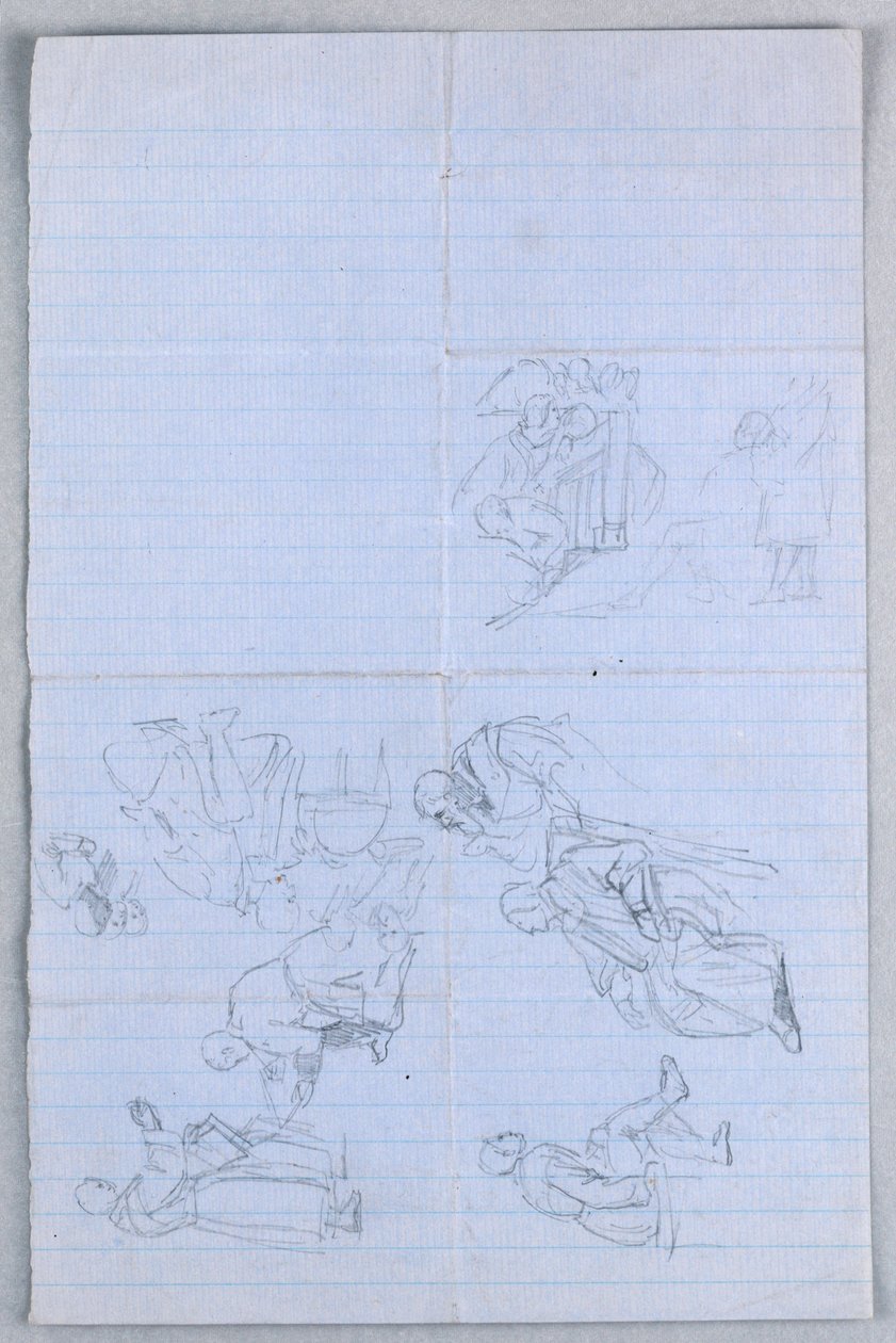 Zeichnung, Studie für "Wissenschaftliche Gruppe", 1858 von Daniel Huntington