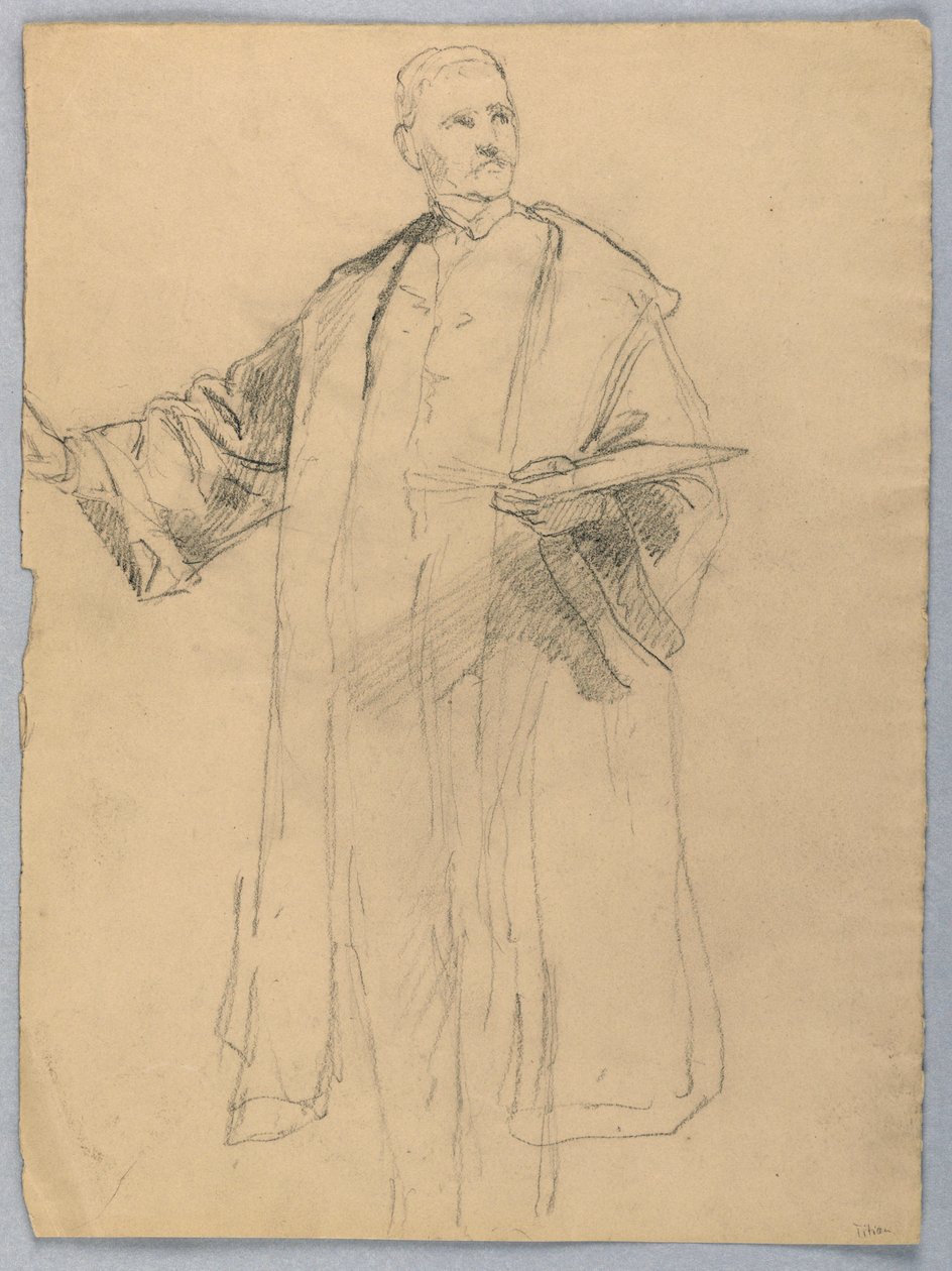 Zeichnung, Studie für "Titian zeigt, 1872" von Daniel Huntington