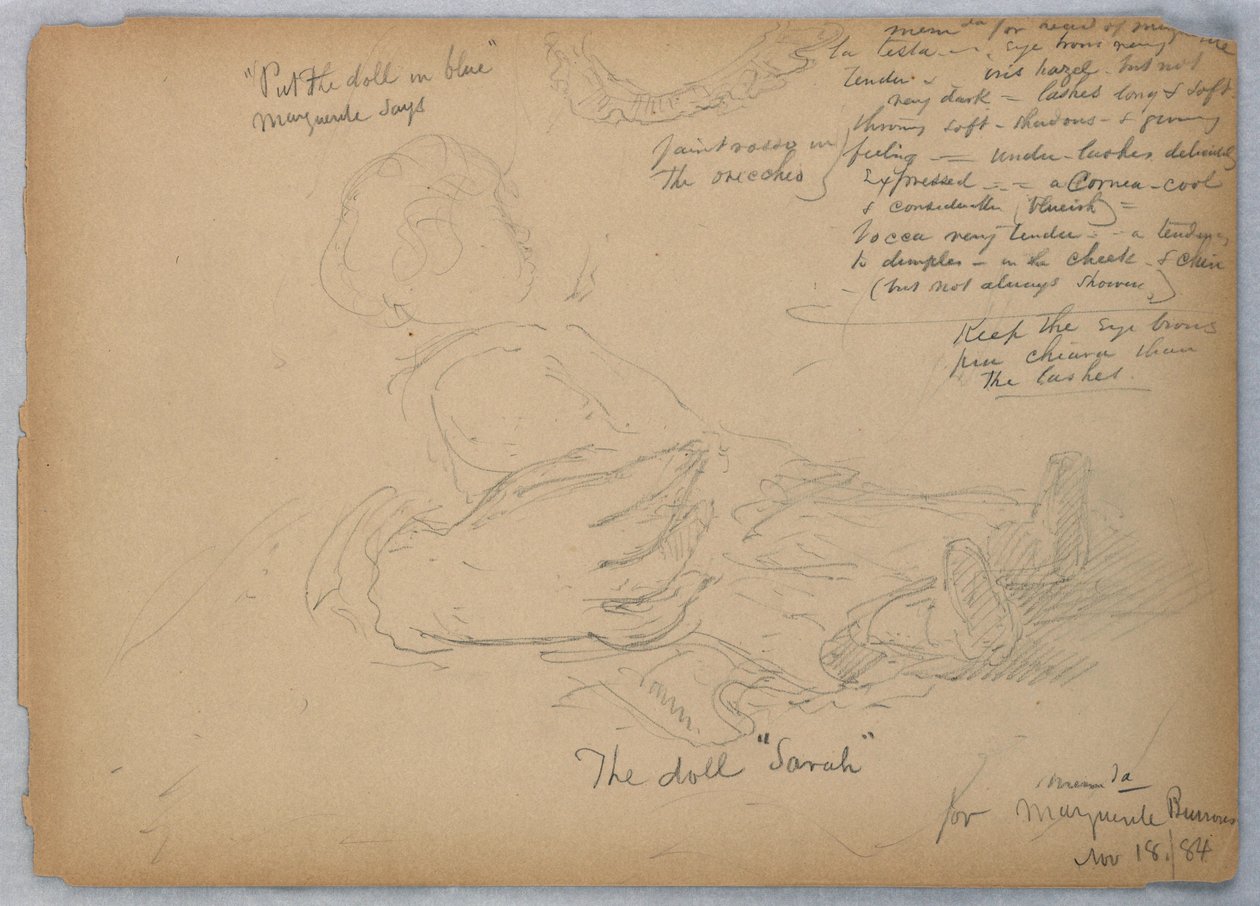 Skizzen für Porträt von Marguerite Burrows, 18. November 1884 von Daniel Huntington