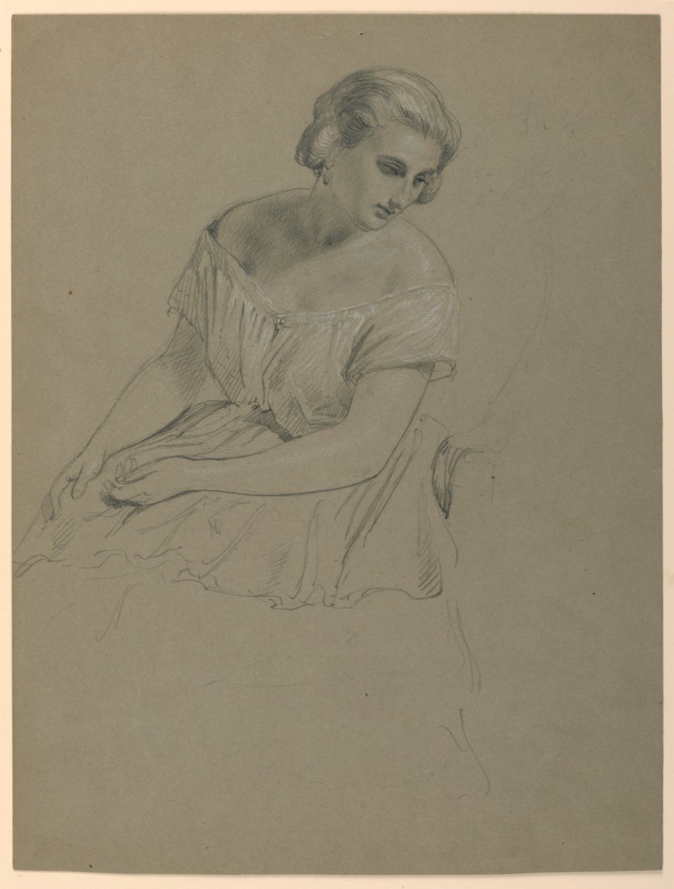 Studie einer sitzenden Frau für "Der Republikanische Hof" (Lady Washingtons Empfangstag) von Daniel Huntington