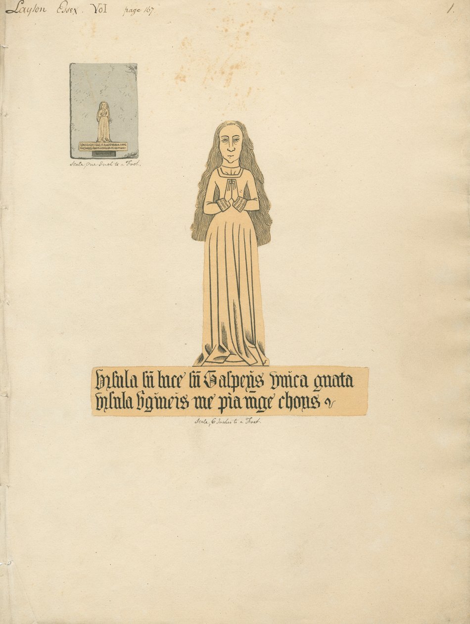 Messingplatte einer Frau aus der Layton Kirche von Daniel Lysons