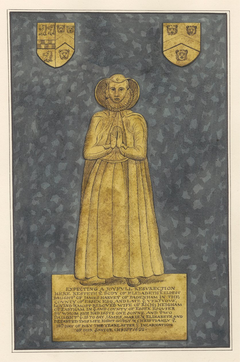 Messingplatte für Elizabeth Harvey aus der Kirche von East Ham von Daniel Lysons