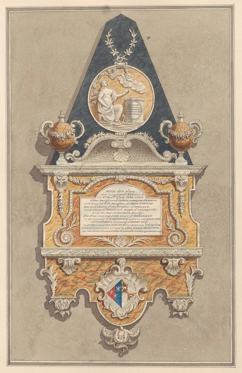 Denkmal für Jane Coke, aus der Kirche von Sunbury von Daniel Lysons