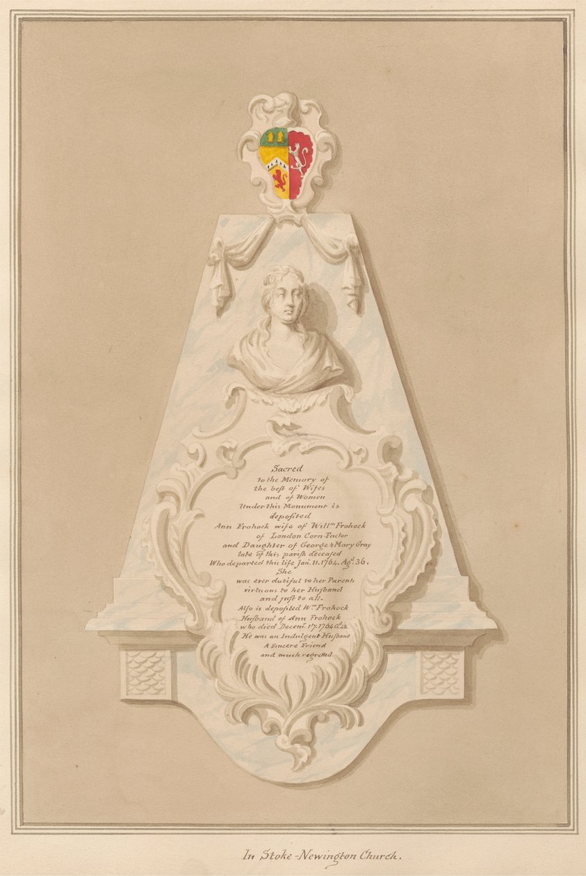 Denkmal für Loilliam und Ann Frohock aus der Kirche von Stoke Newington von Daniel Lysons
