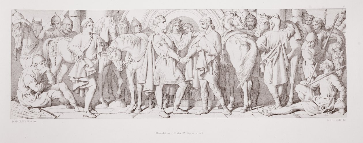 Harold und Herzog Wilhelm treffen sich, aus 