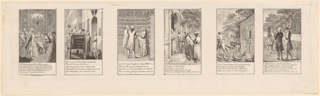 6 von 12 Blättern moralischen und satirischen Inhalts, Teil 1 von Daniel Nikolaus Chodowiecki