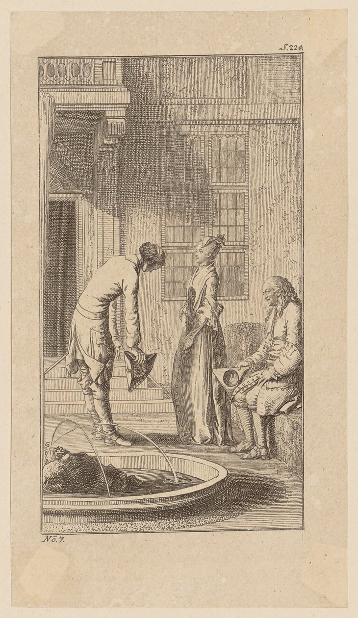 Ankunft in Basilgrove bei Miss Henley und ihrem Großvater, Blatt 7 aus "Leben Bemerkungen und Meinungen Johann Bunkels" von Daniel Nikolaus Chodowiecki
