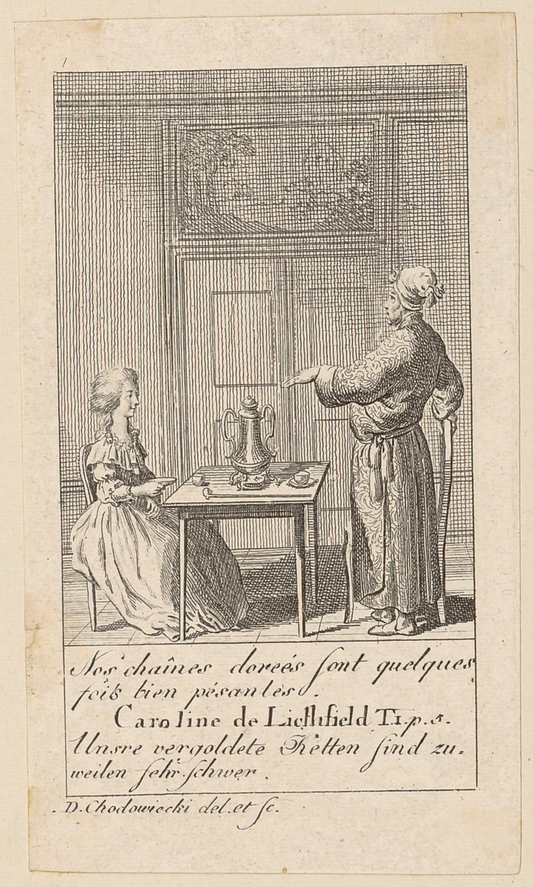 Blatt 1 zu "Karoline von Lichtfield" von Daniel Nikolaus Chodowiecki