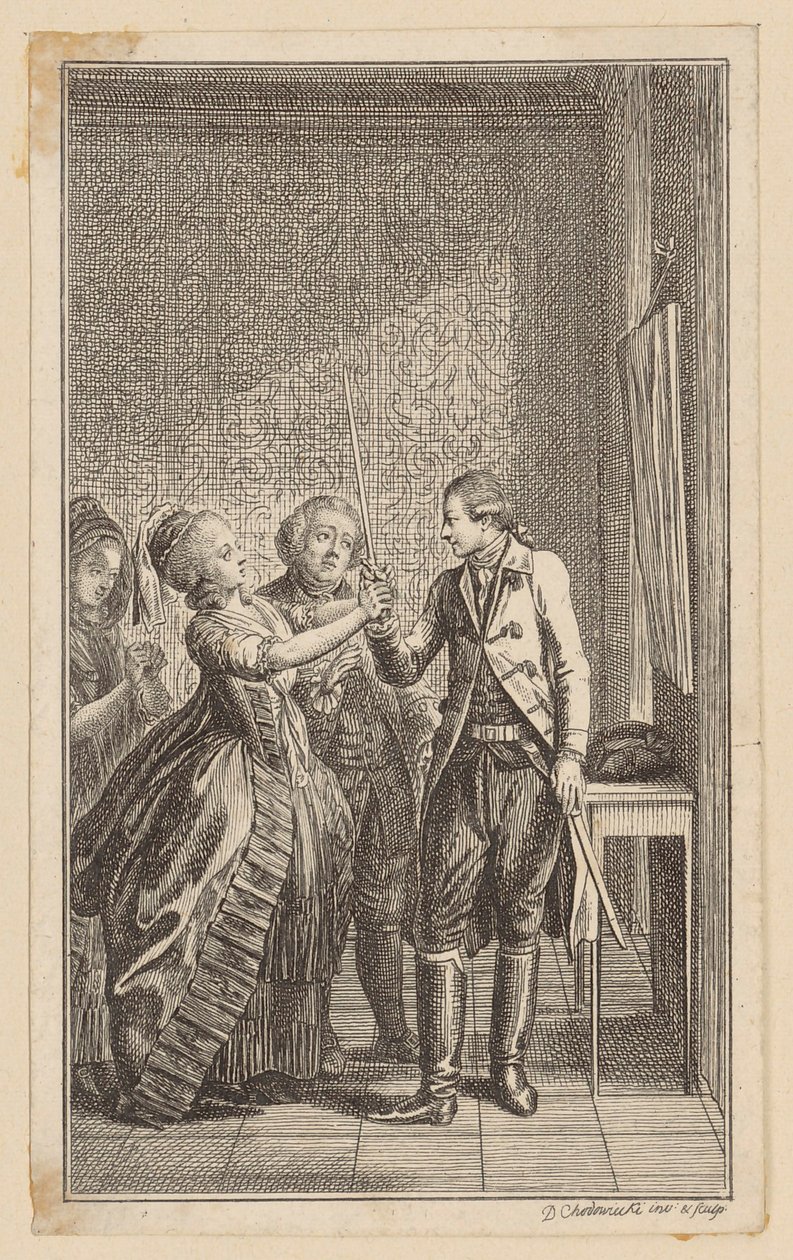 Blatt 7 zu Duschs "Geschichte Carl Ferdiners" von Daniel Nikolaus Chodowiecki