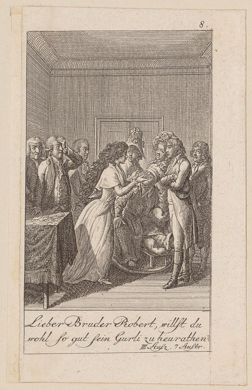 Blatt 8 zu Aug. von Kotzebues "Die Indianer in England" von Daniel Nikolaus Chodowiecki