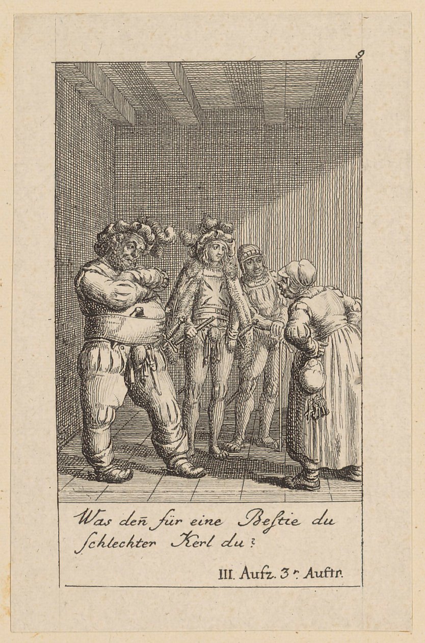 Blatt 9 zu Shakespeares „König Heinrich der Vierte“ von Daniel Nikolaus Chodowiecki