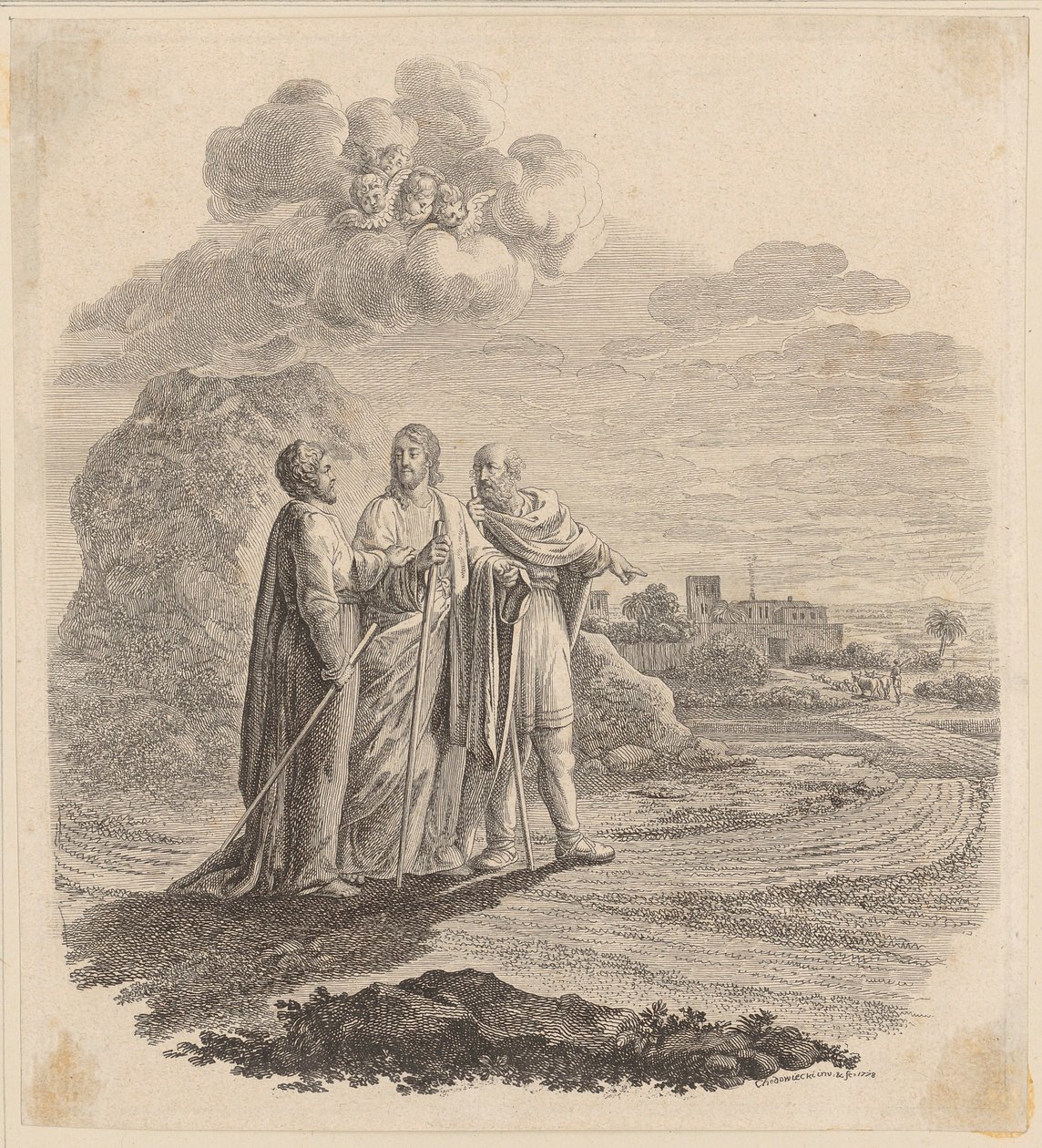 Jünger zu Emmaus. Erstes Blatt von Daniel Nikolaus Chodowiecki
