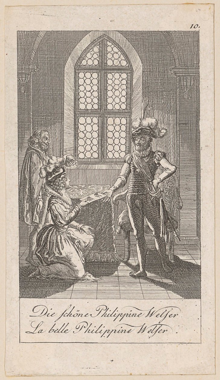 Philippine Welser, Blatt 10 der Folge „Ältere, mittlere und neuere Geschichte“ von Daniel Nikolaus Chodowiecki